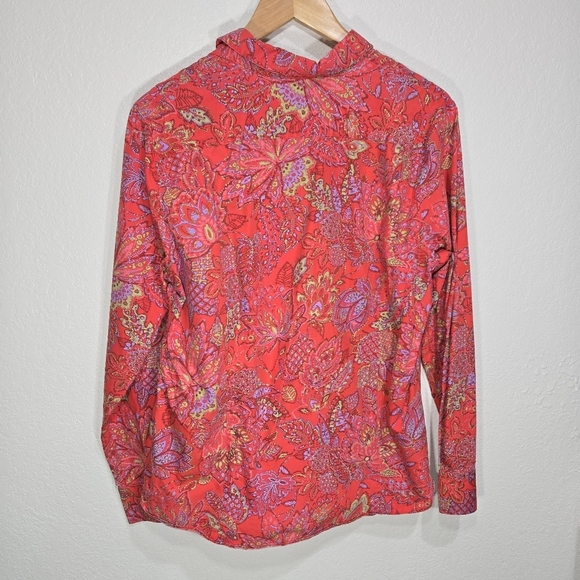 Land's End 18 No Iron Supima Colorful Floral Paisley Button Shirt - Picture 5 of 5
